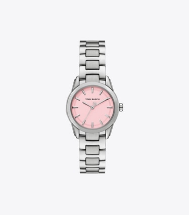 Tory Burch diseñador relojes con correa Reloj Miller pequeño en LIGHT PINK/SILVER frente