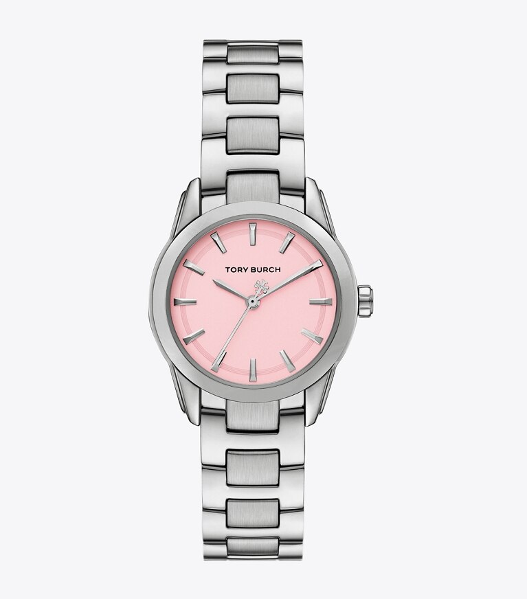 Tory Burch diseñador relojes con correa Reloj Miller pequeño en LIGHT PINK/SILVER frente
