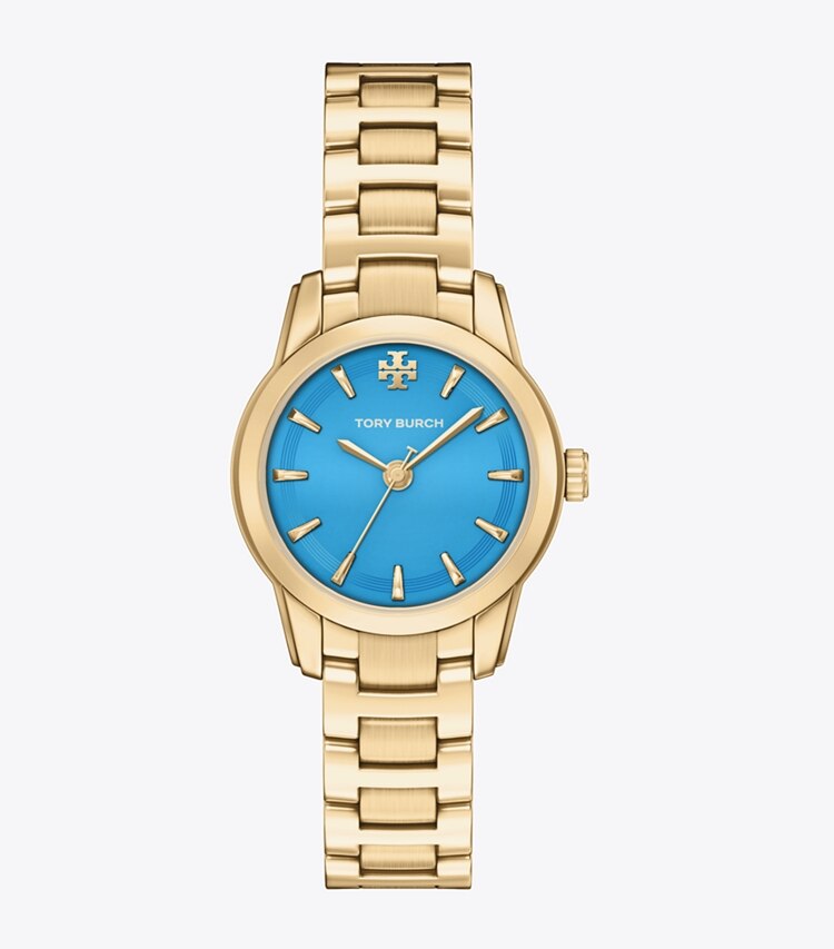 Tory Burch diseñador relojes con correa Reloj Miller pequeño en BLUE/PALE GOLD frente