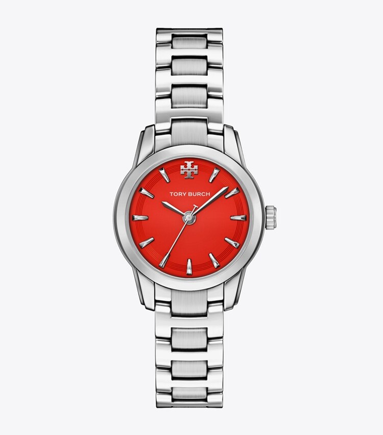 Tory Burch diseñador relojes con correa Reloj Miller pequeño en RED/SILVER frente