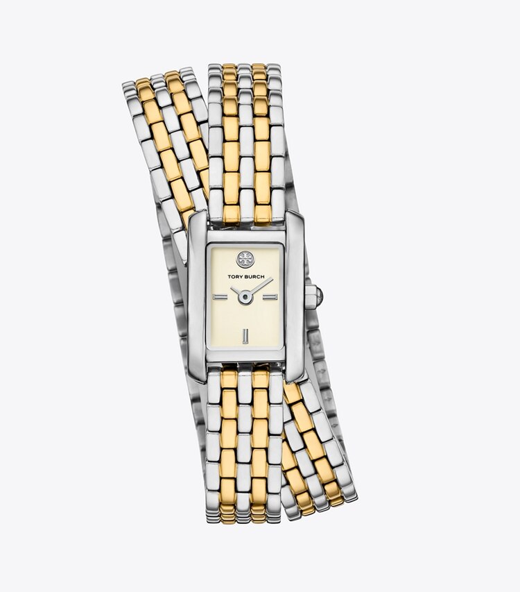Tory Burch diseñador relojes con correa Reloj Mini Eleanor con malla doble en IVORY/TWO-TONE frente