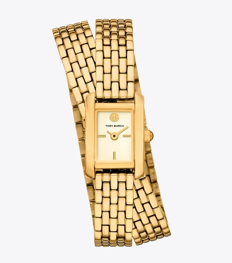 Tory Burch diseñador relojes con correa Reloj Mini Eleanor con malla doble en IVORY/GOLD frente