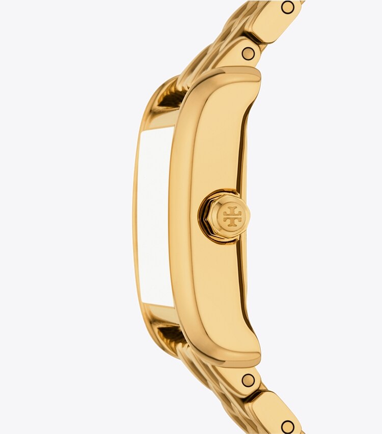 Tory Burch diseñador relojes con correa Reloj Mini Eleanor con malla doble en IVORY/GOLD lateral