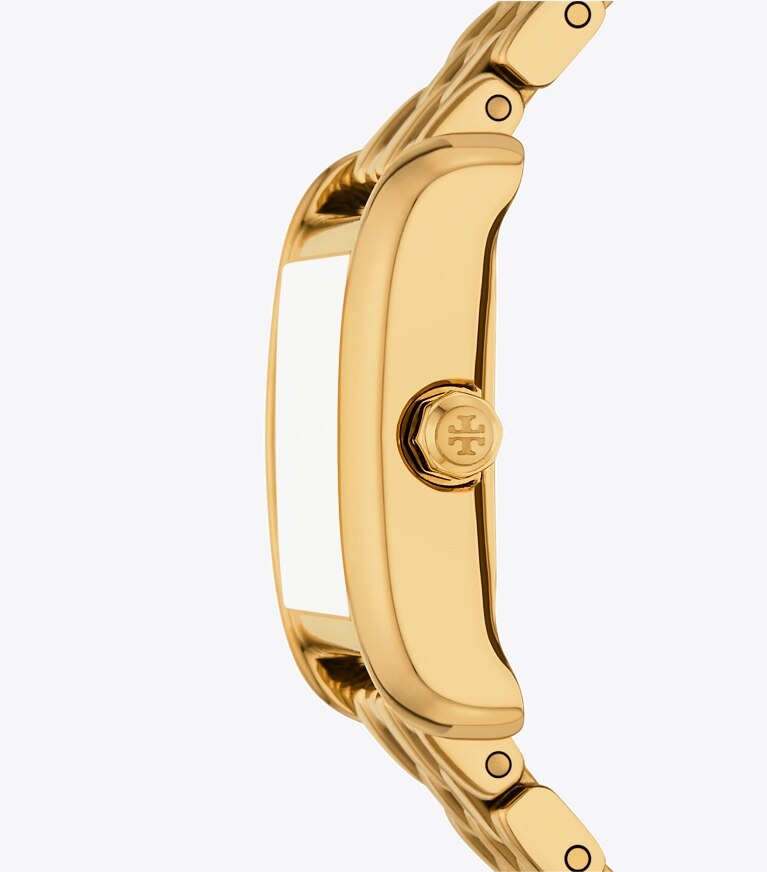 Tory Burch diseñador relojes con correa Reloj Mini Eleanor con malla doble en IVORY/GOLD lateral