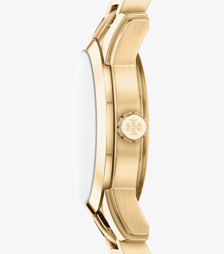 Tory Burch diseñador relojes con correa Reloj mini Miller en NAVY/PALE GOLD lateral