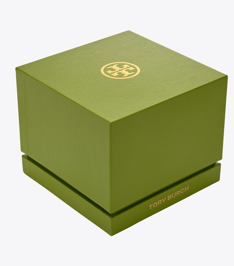 Tory Burch diseñador relojes con correa Reloj mini Miller en NAVY/PALE GOLD caja de relojes