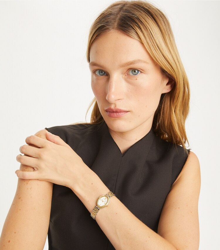 Tory Burch diseñador relojes con correa Reloj ovalado en TWO-TONE accesorio en modelo
