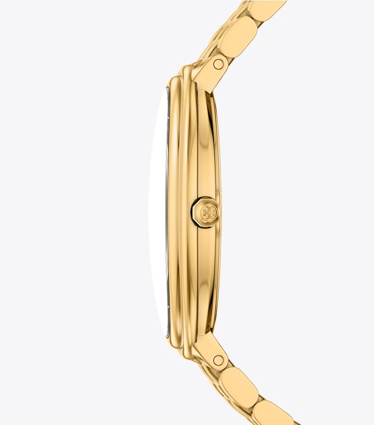Tory Burch diseñador relojes con correa Reloj ovalado alargado en IVORY/GOLD lateral