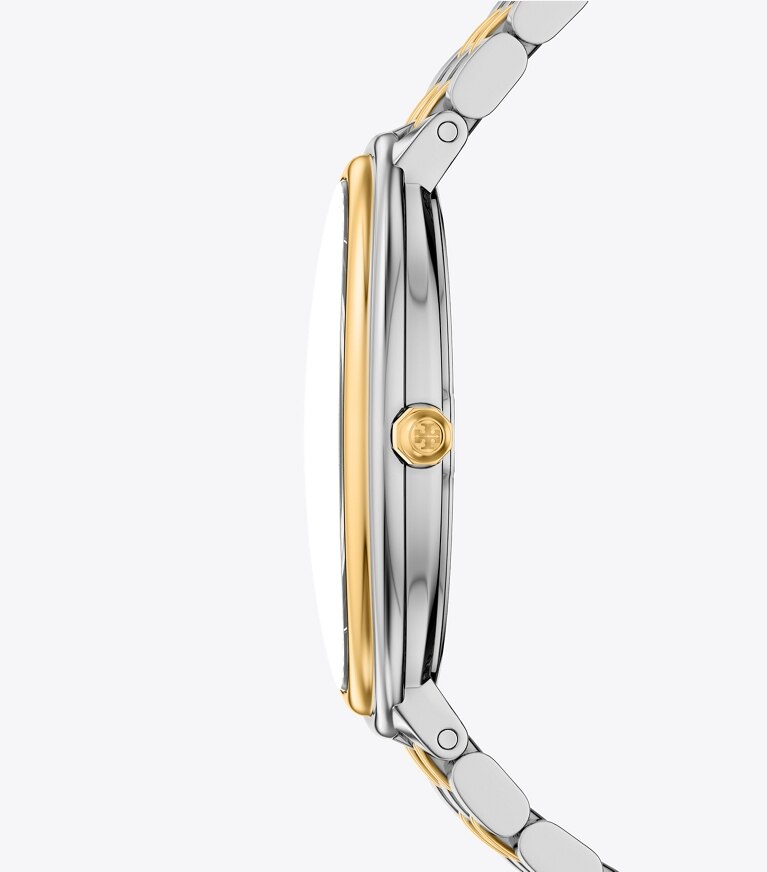 Tory Burch diseñador relojes con correa Reloj ovalado alargado en MOP/TWO-TONE lateral