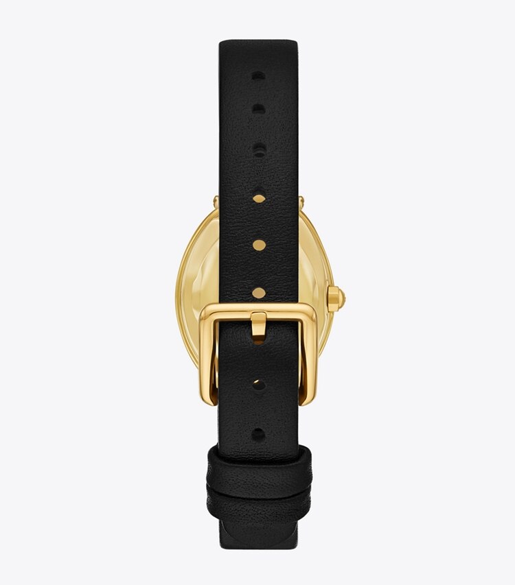 Tory Burch diseñador relojes con correa Reloj ovalado en BLACK/GOLD parte trasera