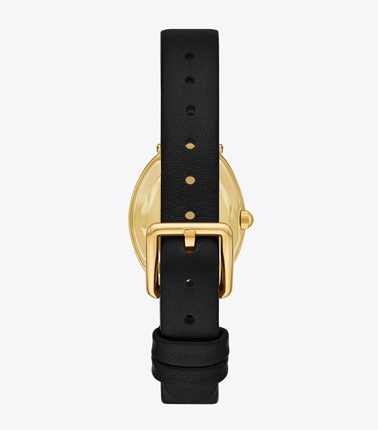Tory Burch diseñador relojes con correa Reloj ovalado en BLACK/GOLD parte trasera