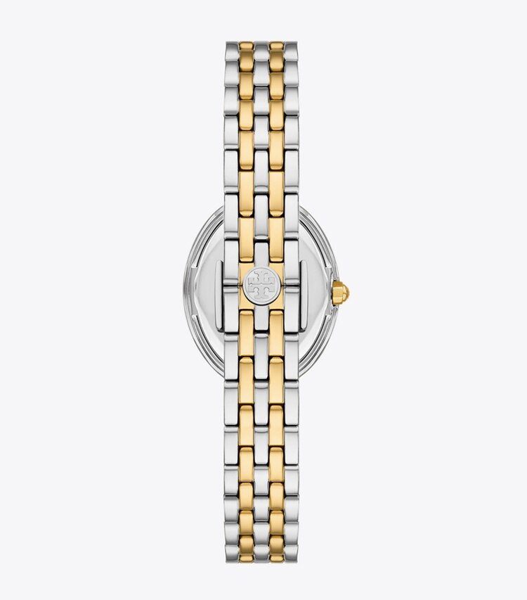 Tory Burch diseñador relojes con correa Reloj ovalado en MOP/STONES/TWO-TONE parte trasera