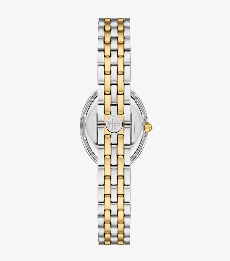 Tory Burch diseñador relojes con correa Reloj ovalado en MOP/STONES/TWO-TONE parte trasera