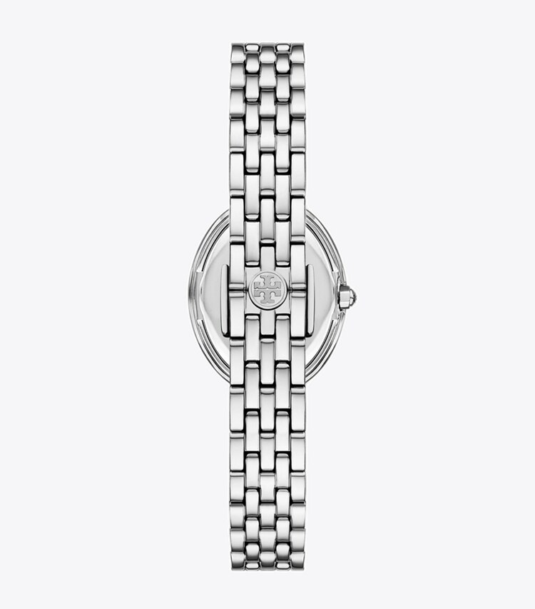 Tory Burch diseñador relojes con correa Reloj ovalado en BLUE/STONES/SILVER parte trasera