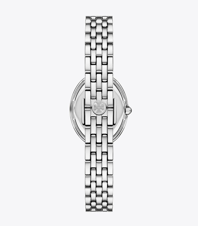 Tory Burch diseñador relojes con correa Reloj ovalado en BLUE/STONES/SILVER parte trasera