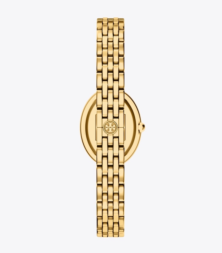 Tory Burch diseñador relojes con correa Reloj ovalado en CHOCOLATE MOTHER-OF-PEARL/GOLD volver