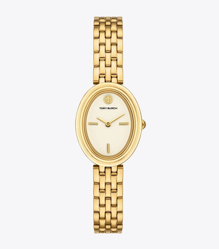 Tory Burch diseñador relojes con correa Reloj ovalado en GOLD frente