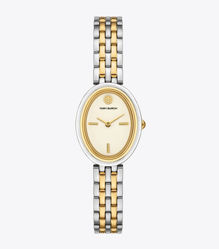 Tory Burch diseñador relojes con correa Reloj ovalado en TWO-TONE frente