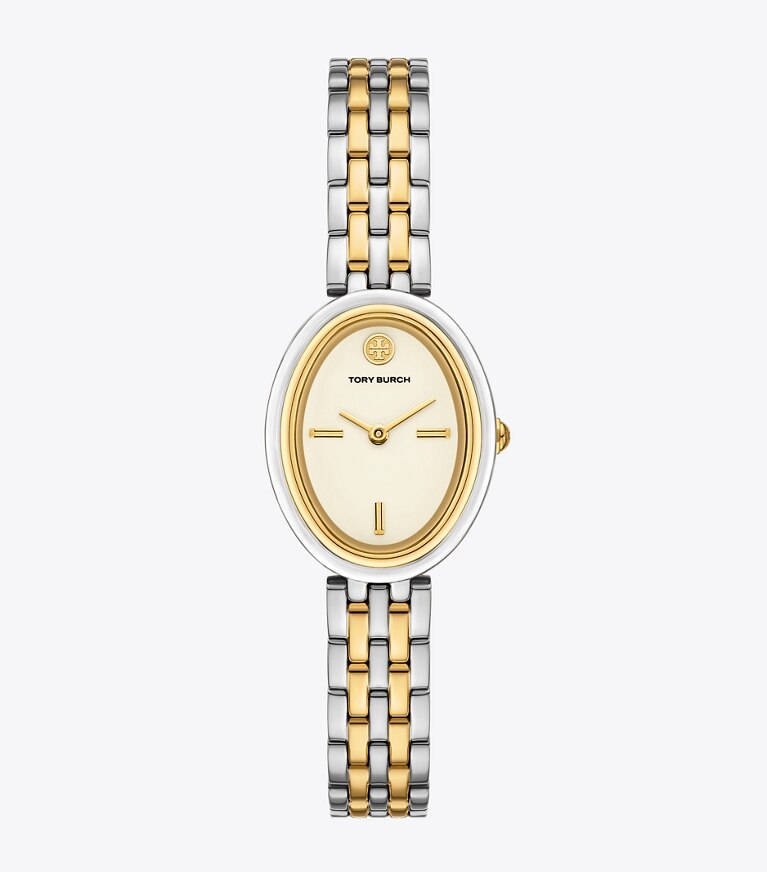 Tory Burch diseñador relojes con correa Reloj ovalado en TWO-TONE frente