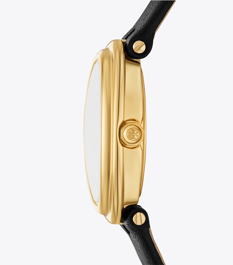 Tory Burch diseñador relojes con correa Reloj ovalado en BLACK/GOLD lateral