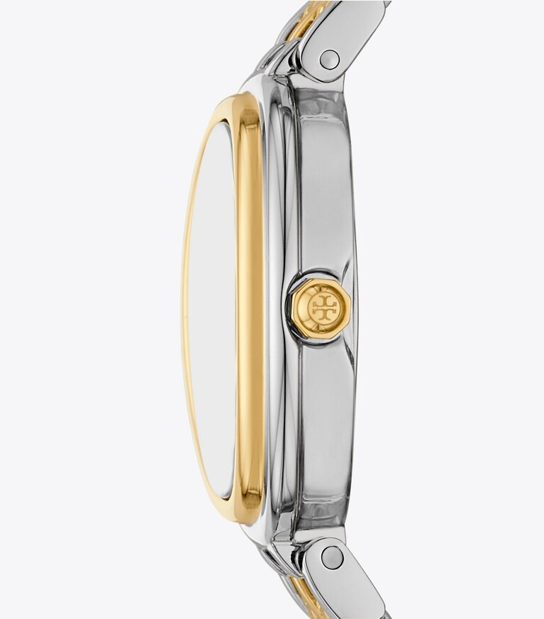 Tory Burch diseñador relojes con correa Reloj ovalado en TWO-TONE lateral