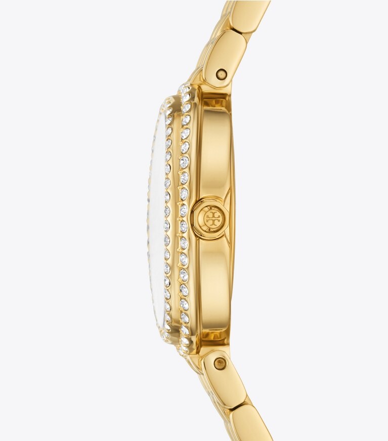 Tory Burch diseñador relojes con correa Reloj ovalado en MOP/STONES/GOLD lateral