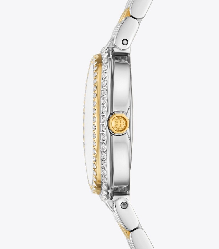 Tory Burch diseñador relojes con correa Reloj ovalado en MOP/STONES/TWO-TONE lateral