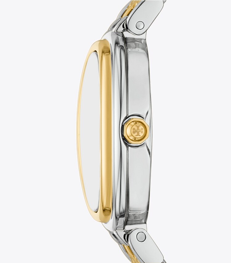 Tory Burch diseñador relojes con correa Reloj ovalado en LIGHT PINK TINTED MOP/TWO-TONE lateral