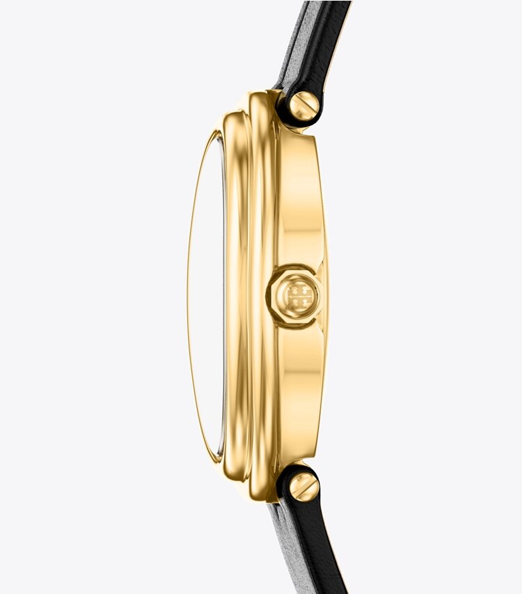 Tory Burch diseñador relojes con correa Reloj ovalado en IVORY/GOLD/BLACK lateral