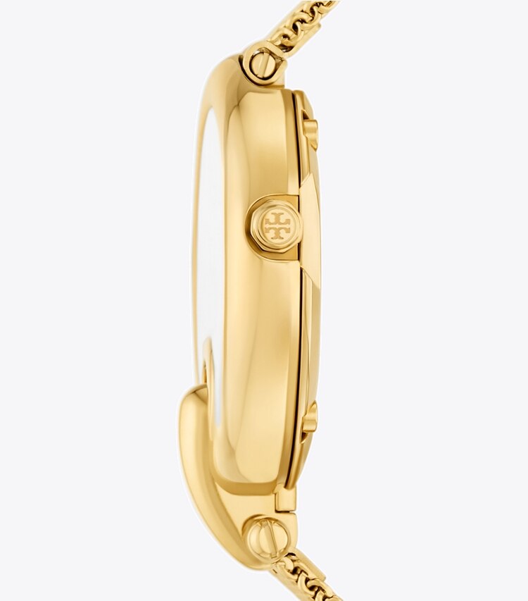 Tory Burch diseñador relojes con correa Reloj pequeño Pierced en IVORY/GOLD lateral