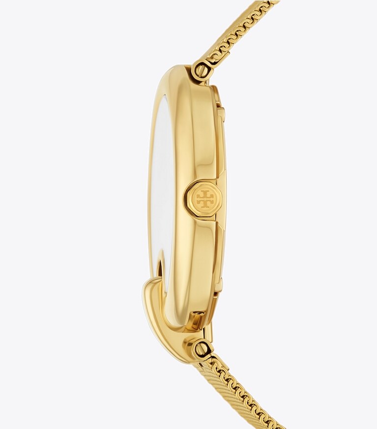 Tory Burch diseñador relojes con correa Reloj Pierced en IVORY/GOLD lateral