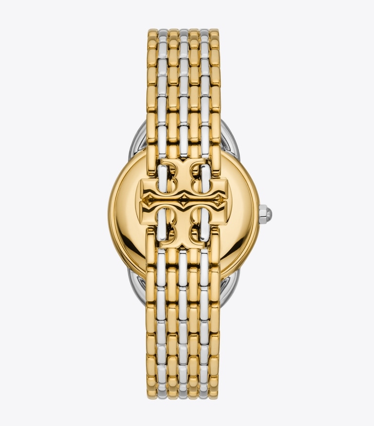 Tory Burch diseñador relojes con correa Reloj Ravello, de dos tonos oro/acero inoxidable/marfil, 32 x 40 mm en SILVER/GOLD/IVORY volver