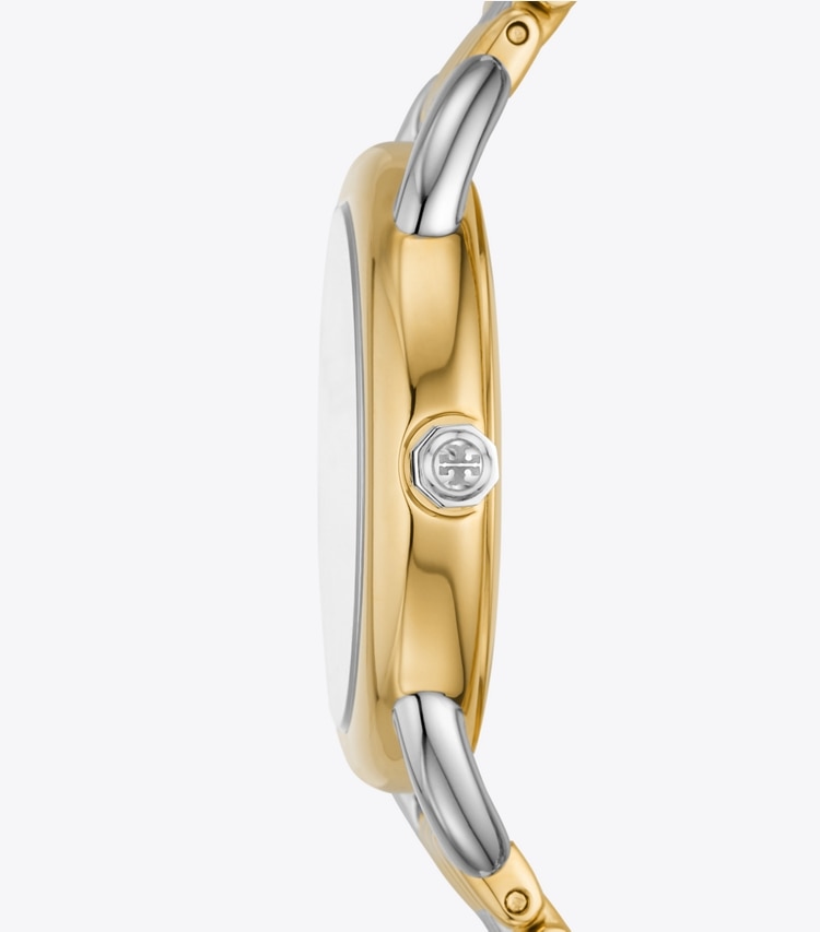 Tory Burch diseñador relojes con correa Reloj Ravello, de dos tonos oro/acero inoxidable/marfil, 32 x 40 mm en SILVER/GOLD/IVORY lateral