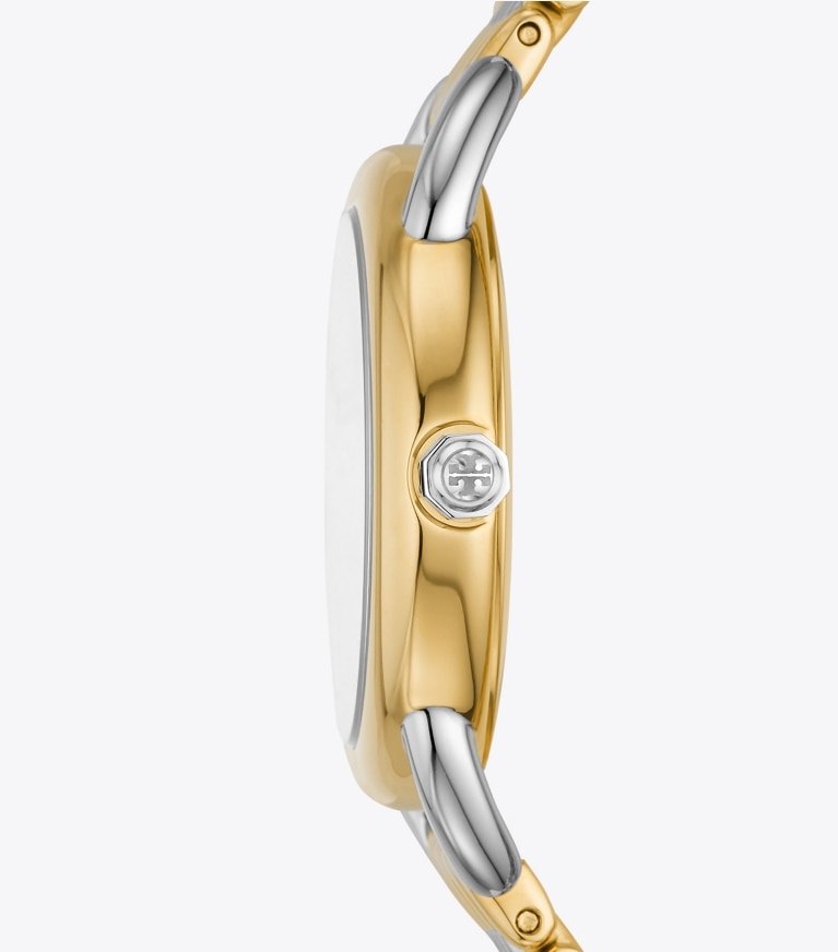 Tory Burch diseñador relojes con correa Reloj Ravello, de dos tonos oro/acero inoxidable/marfil, 32 x 40 mm en SILVER/GOLD/IVORY lateral
