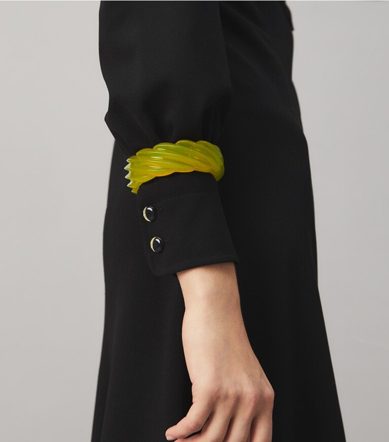 Tory Burch designer bracelets Resin Bangle in Acid Green front