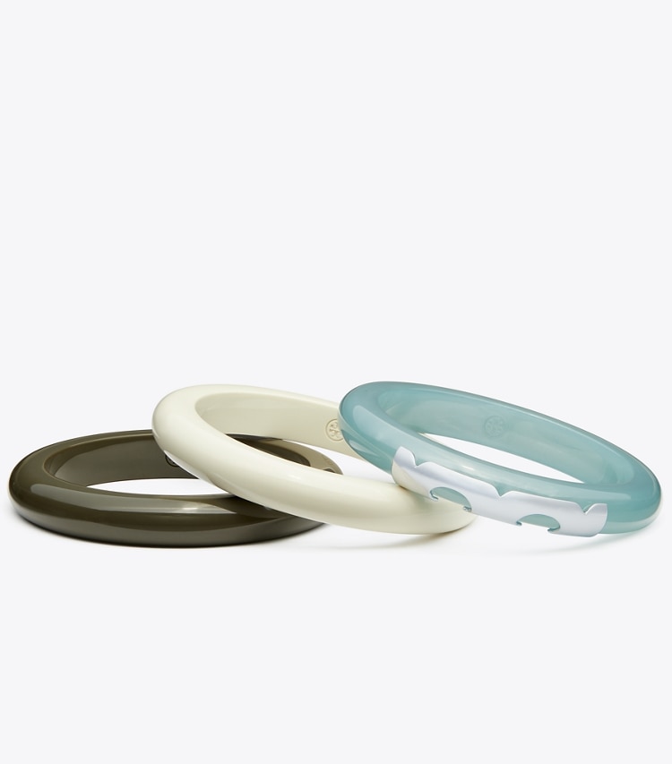 Tory Burch designer bracelets Resin Bangle Set in Swirl Blue / Ivory / Green additional