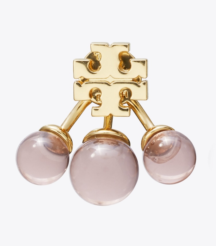 Tory Burch designer earrings Resin Front-Back Earring in Tory Gold / Lilac detail