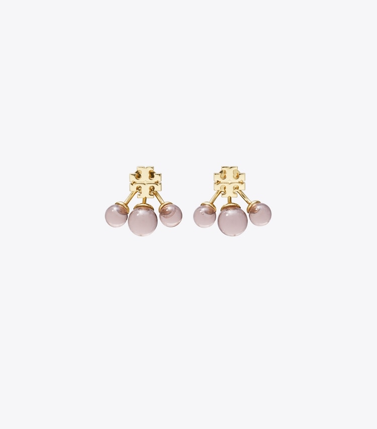 Tory Burch designer earrings Resin Front-Back Earring in Tory Gold / Lilac front