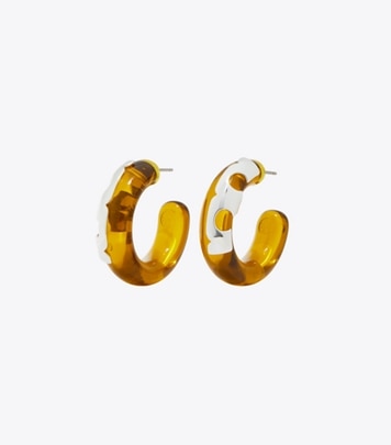 Tory Burch offers Rolled Gold Silver Brass Britten Pearl Hoop Earrings 1.5