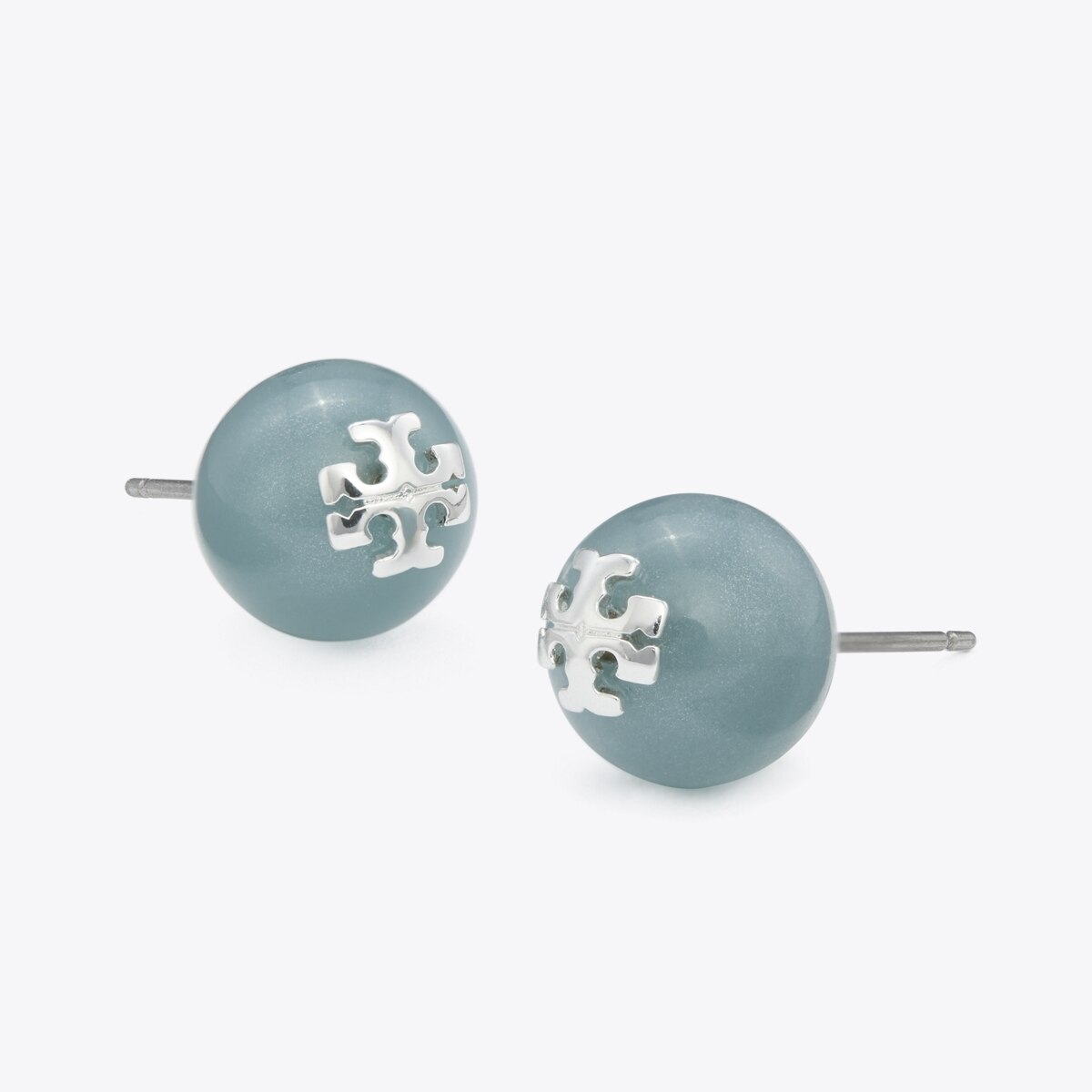 トリーバーチ ピアス RESIN LOGO DOUBLE-STUD EARRING グリーン Resin Logo Stud Earring: Women's Designer Earrings | Tory Burch