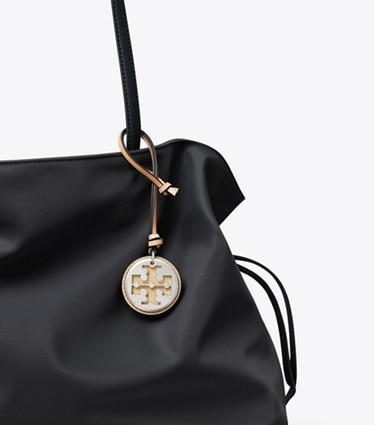 Tory Burch designer bag charms & key rings Reva Bag Charm in Praline / Silver detail