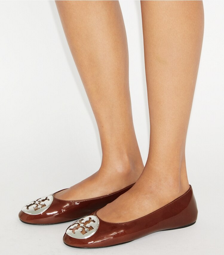 Tory Burch designer loafers Reva Ballerina in RUSSET BROWN additional on model