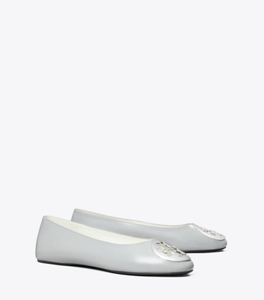 Tory Burch designer loafers Reva Ballerina in LOUTRE GRAY angle