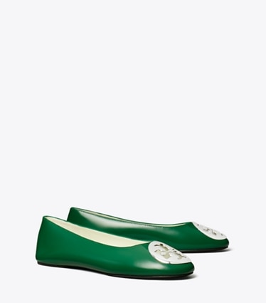Tory Burch designer loafers Reva Ballerina in GRASS angle