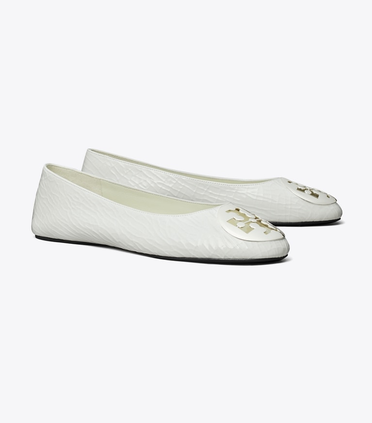 Tory Burch designer loafers Reva Ballerina in BIANCO angle