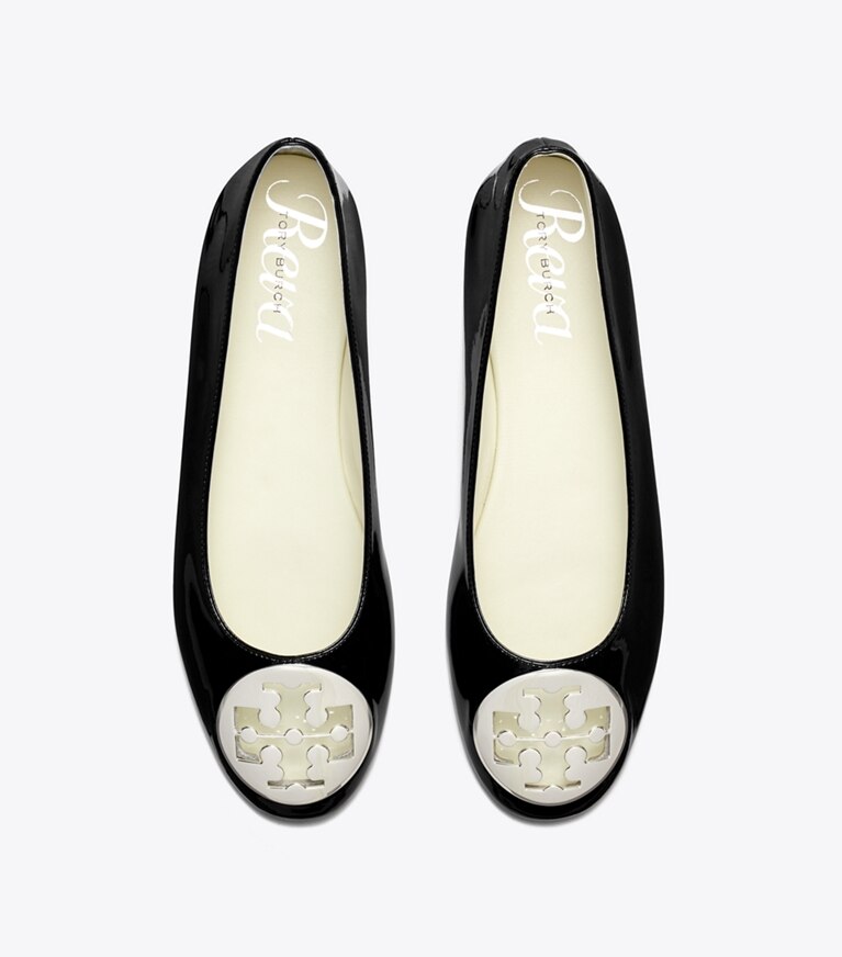 Tory Burch designer loafers Reva Ballerina in PERFECT BLACK angle