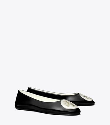 Tory Burch designer flats Reva Ballet in PERFECT BLACK angle
