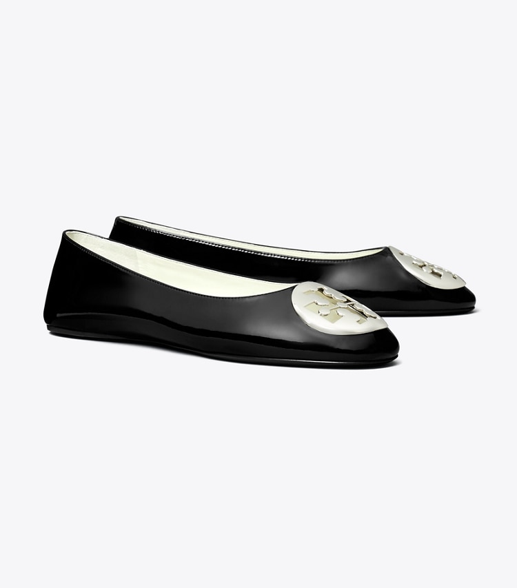 Tory Burch designer flats Reva Ballet in PERFECT BLACK angle