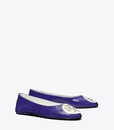 Tory Burch designer flats Reva Ballet in BALLPOINT BLUE angle