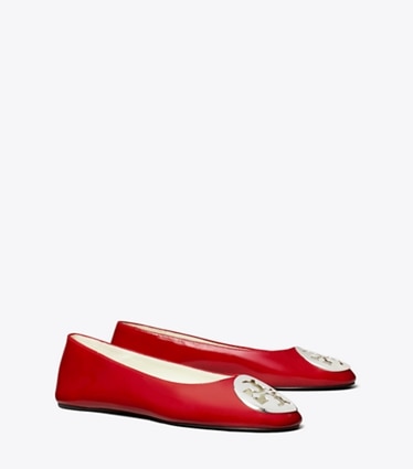 Tory Burch designer flats Reva Ballet in TOUCAN RED angle